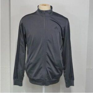 Adidas Charcoal Gray Track Jacket Black Stripe Athletic Zip Up Athleisure